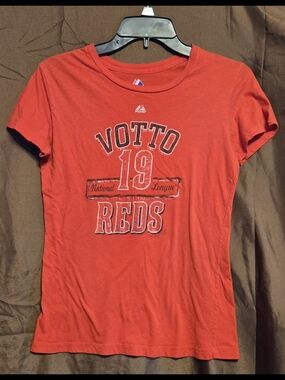 Cincinnati Reds Joey Votto #19 T Shirt Women’s Medium Majestic MLB Graphic Tee